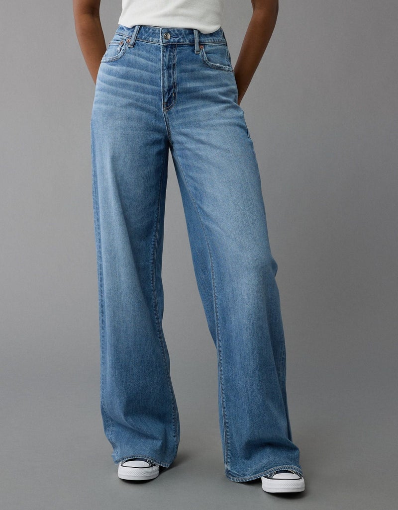 American Eagle AE Dreamy Drape Stretch Super High-Waisted Baggy Wide-Leg Jean - Image 1